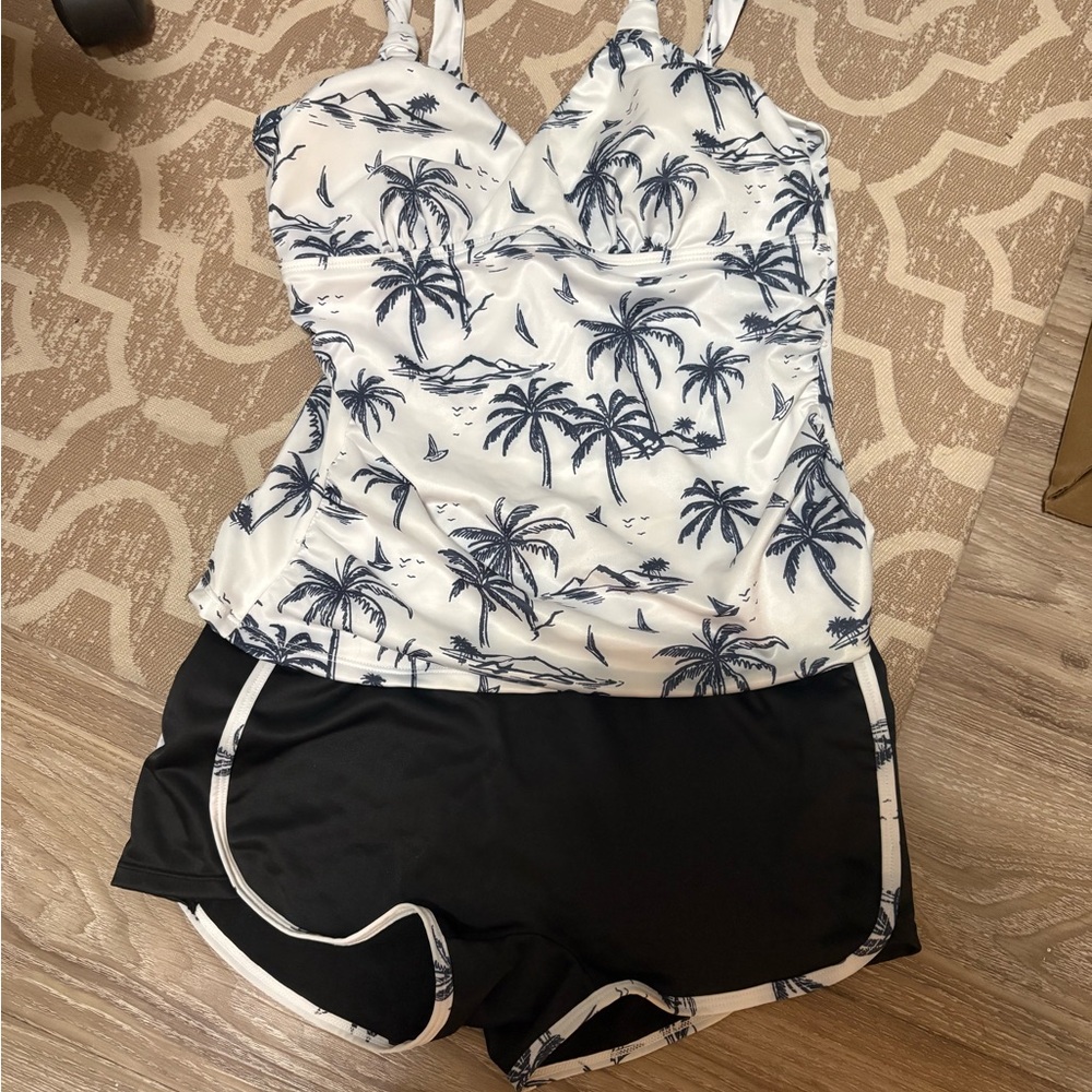 Palm Tree Print Tankini Set